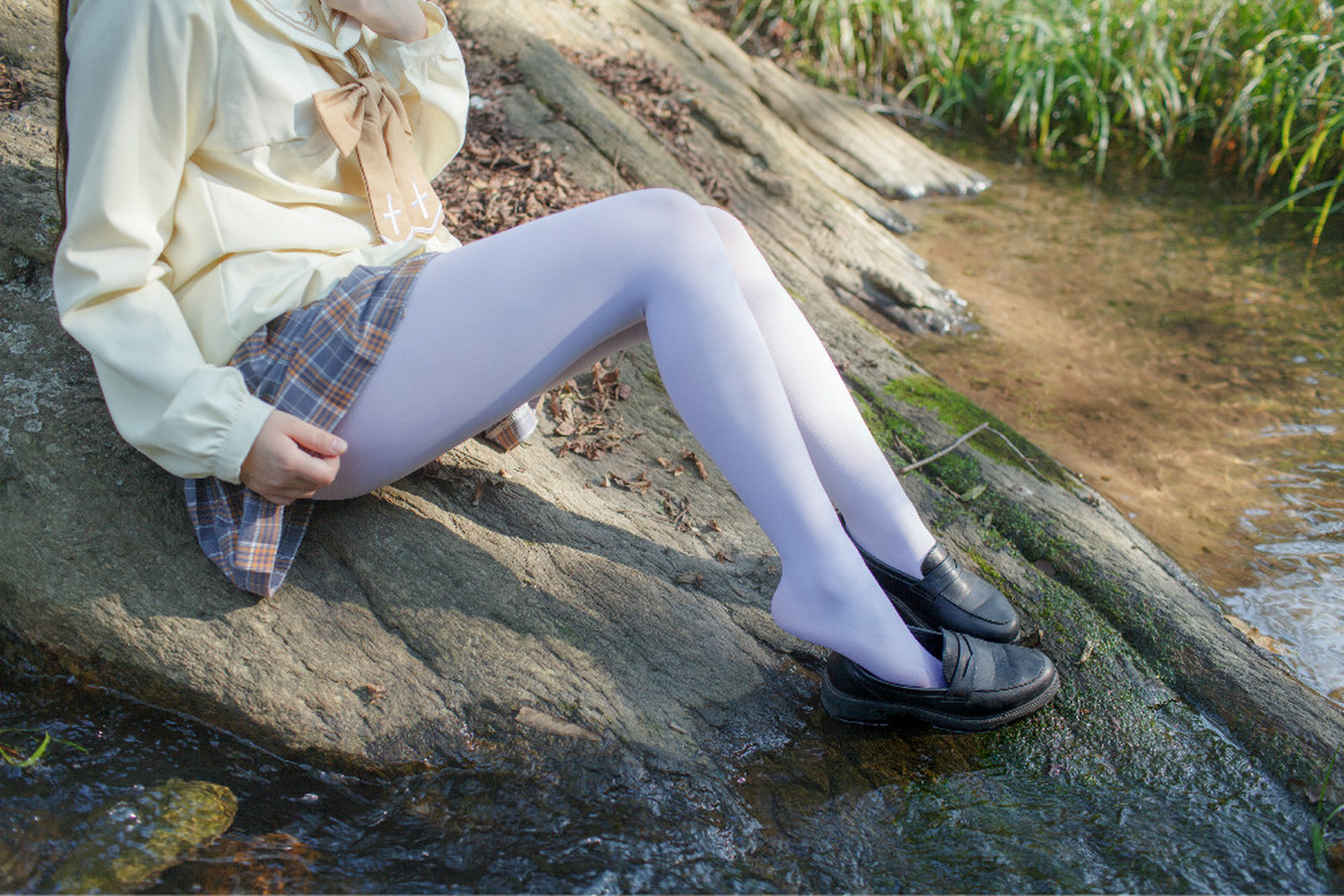 jk 白色连裤袜 服装搭配#服装