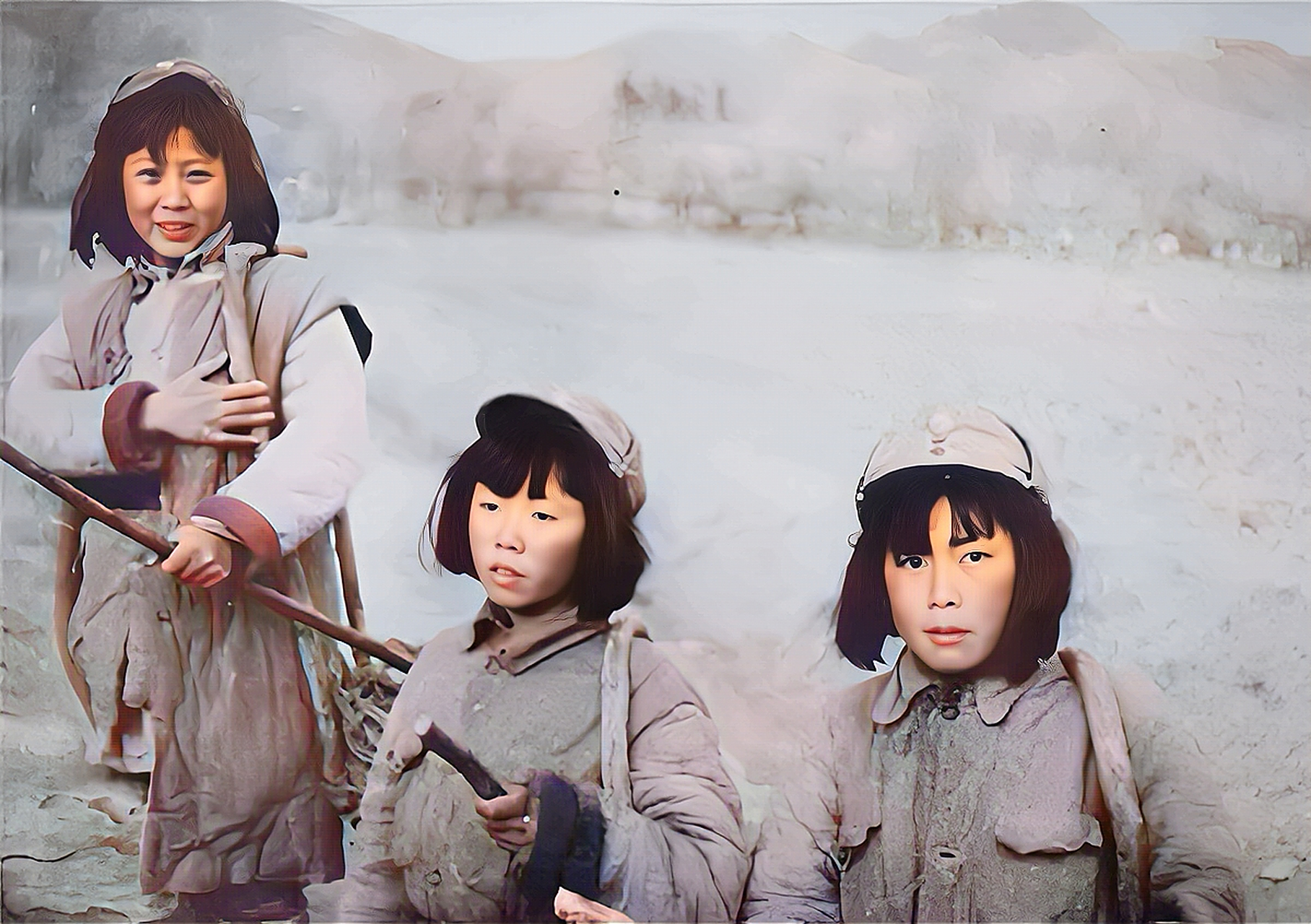 抗日战争期间,几位八路军女战士在战斗之余,利用点滴时间抓紧看书学习