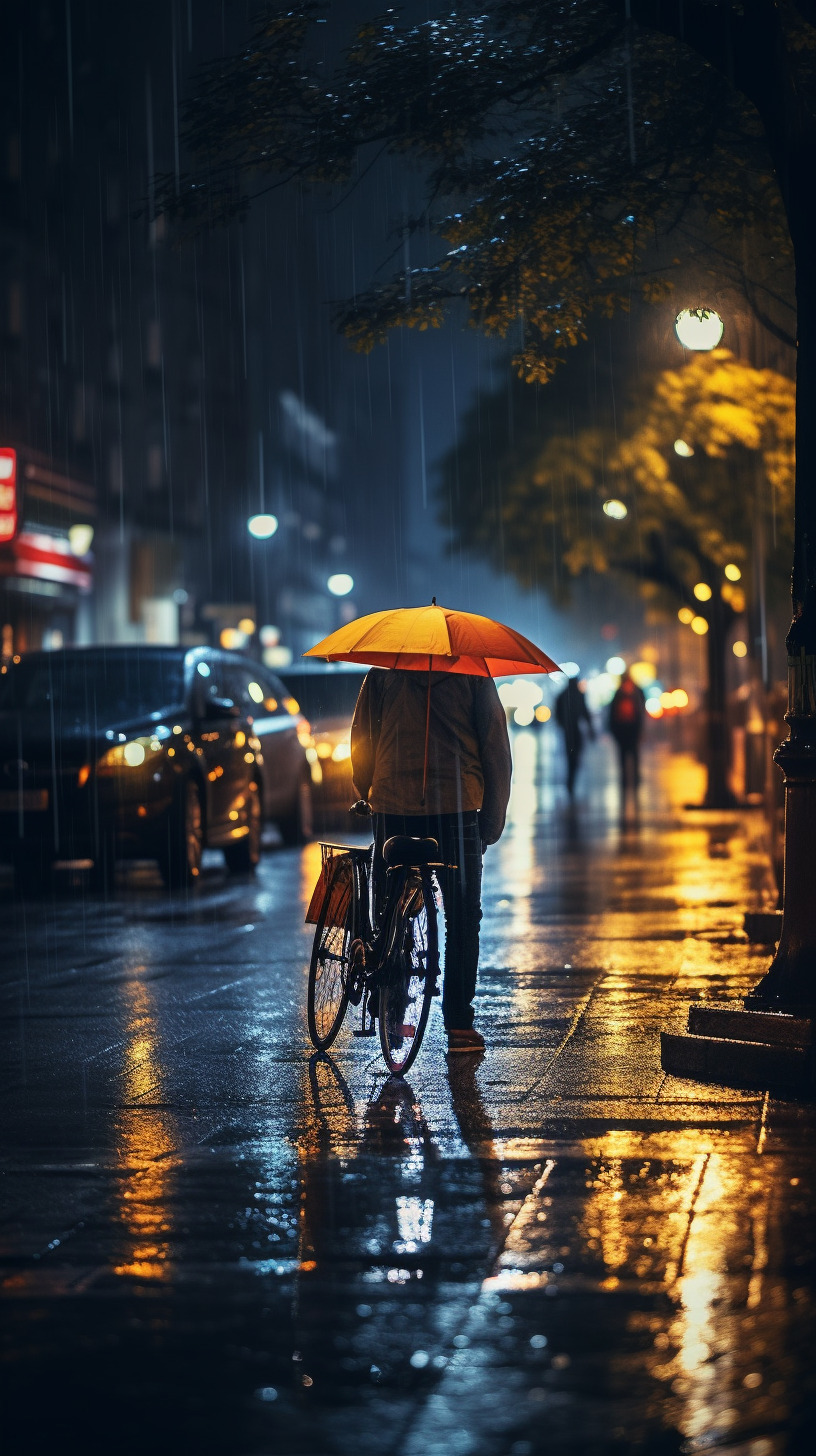 秋天雨夜图片唯美图片