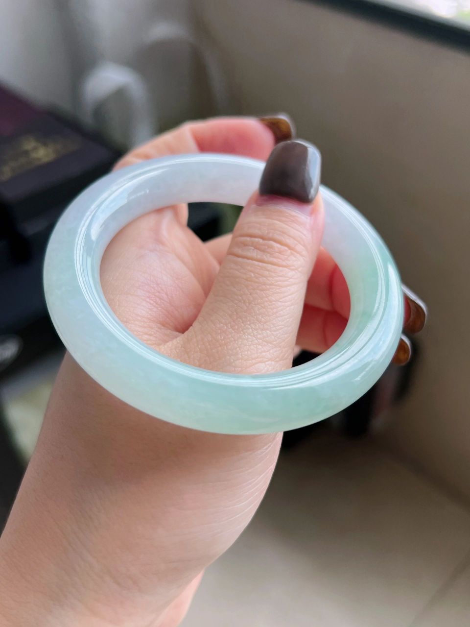 54圈口半山半水翡翠手镯| 尺寸:54.4*12*7.