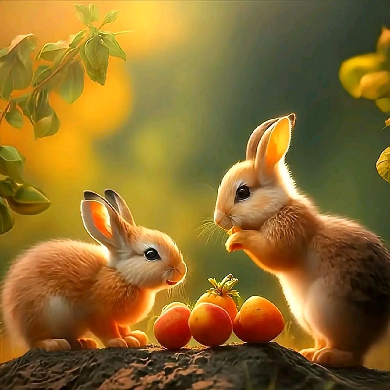 玩转兔年,吃水果的小兔子