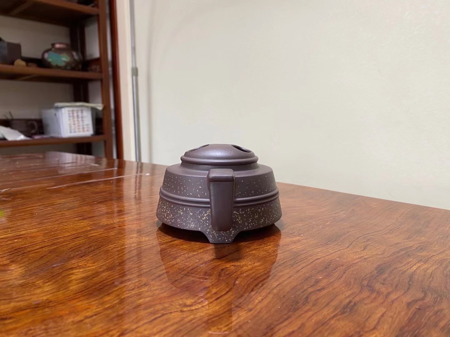 宜兴紫砂壶左子剑全手工盉尊壶紫泥铺砂250cc