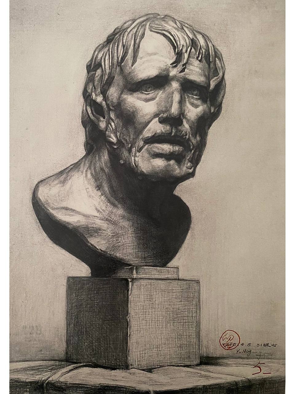 来看看央美附中的石膏像素描画的是怎样的吧! #画画# #美术生# #素描