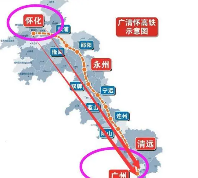 广州到湖南高铁线路图图片