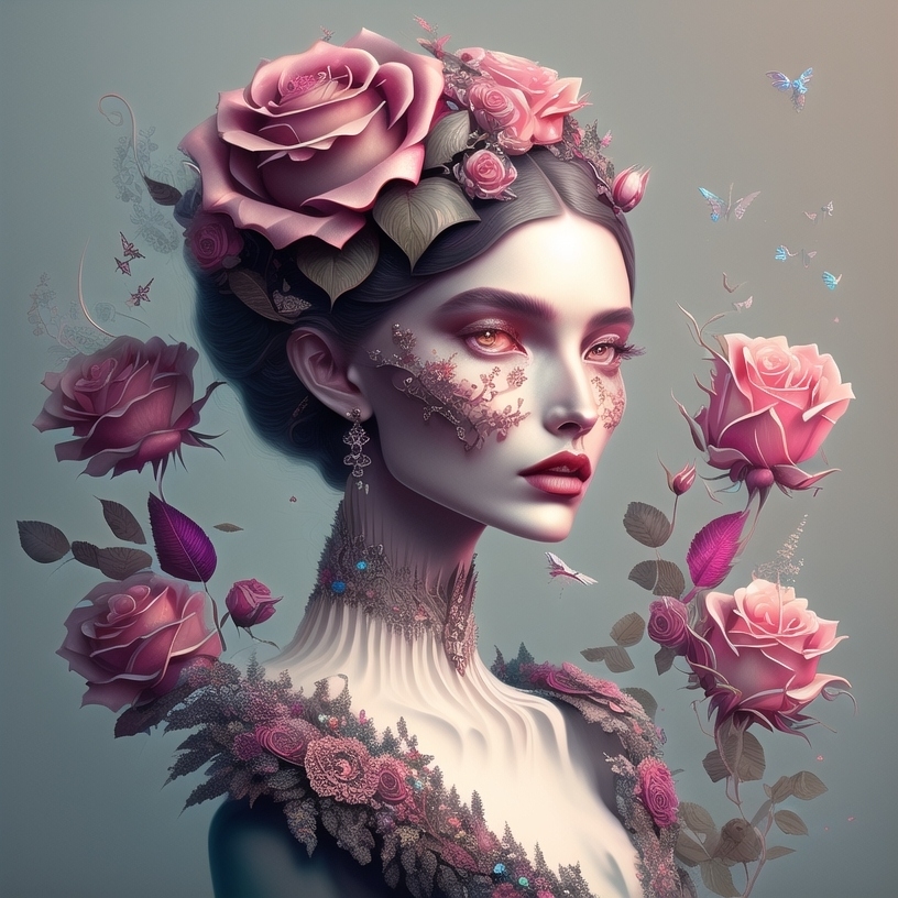 ai绘画,玫瑰拟人