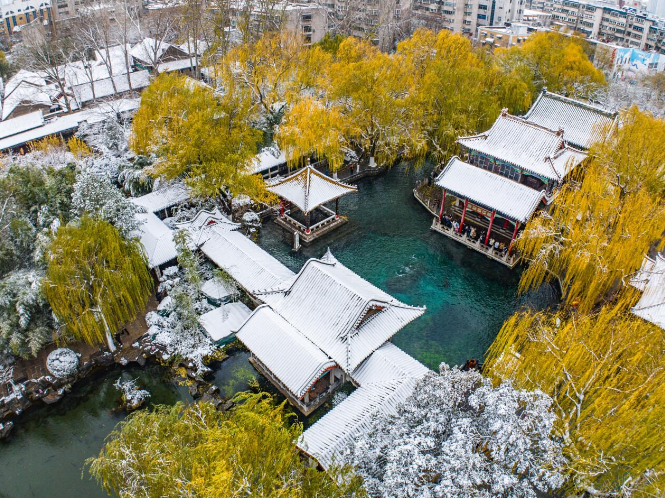 济南小雪景图片