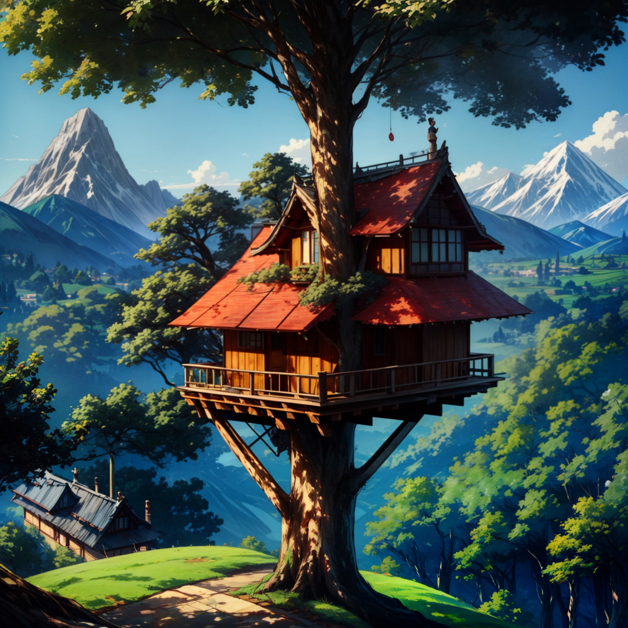 树上和树下的小房子