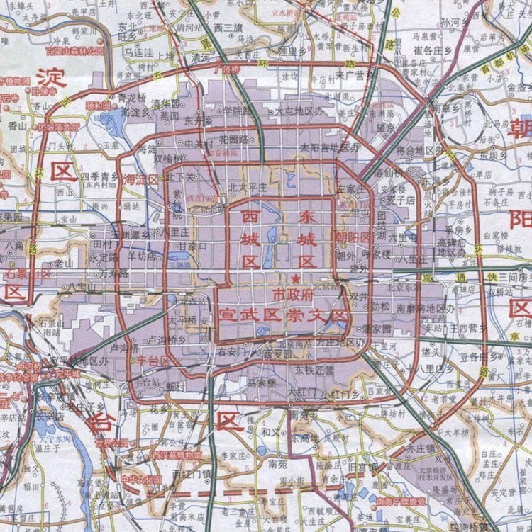 北京各环划分详细地图图片