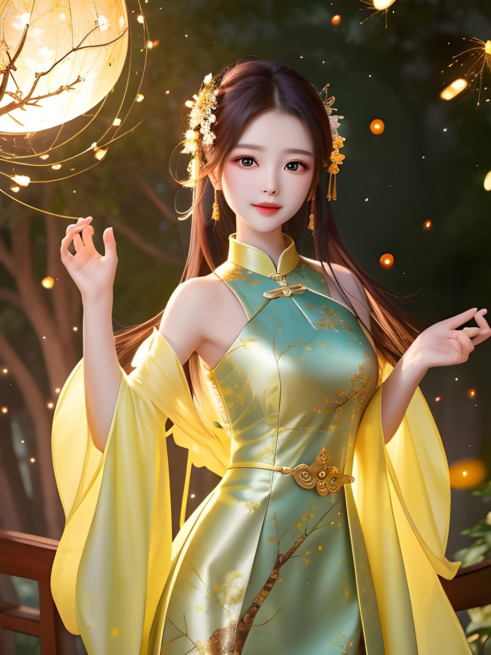 ai绘画「黄色系古风美女」[比心][比心] #二次元美图#  #ai绘画