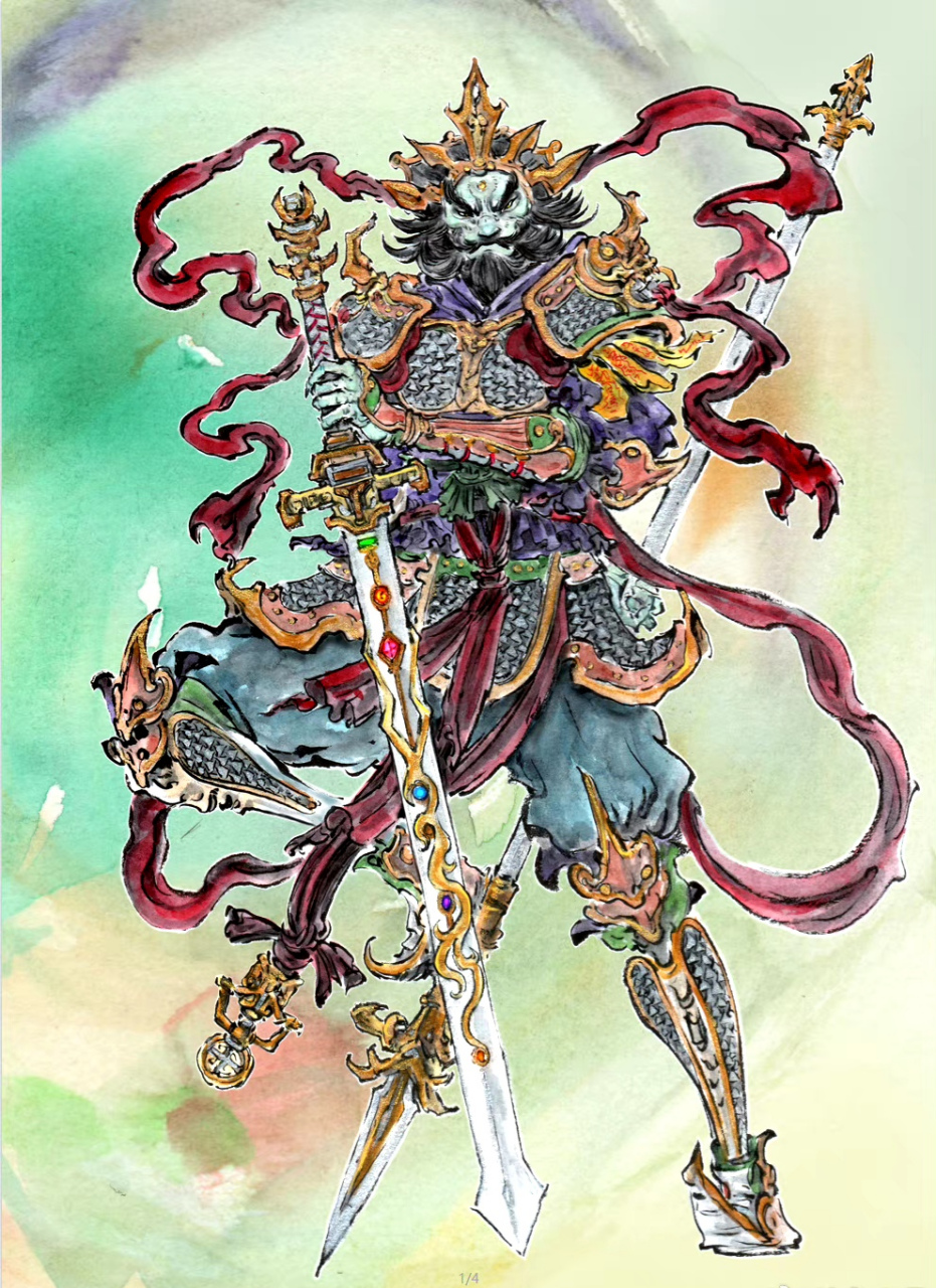 画师沈鑫创作的封神榜魔家四将,四人首次亮相于《封