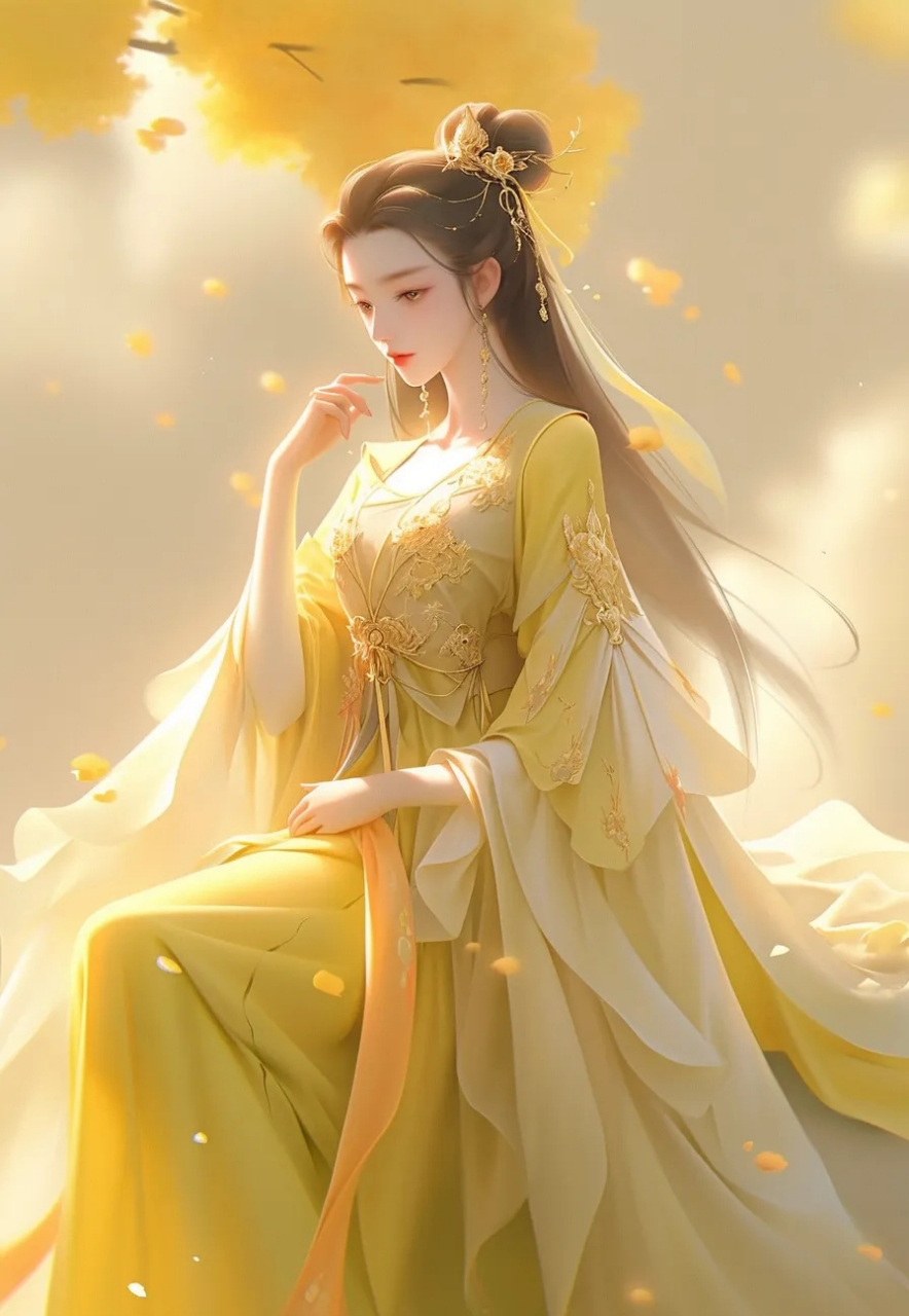 古风清雅黄衣系美人头像