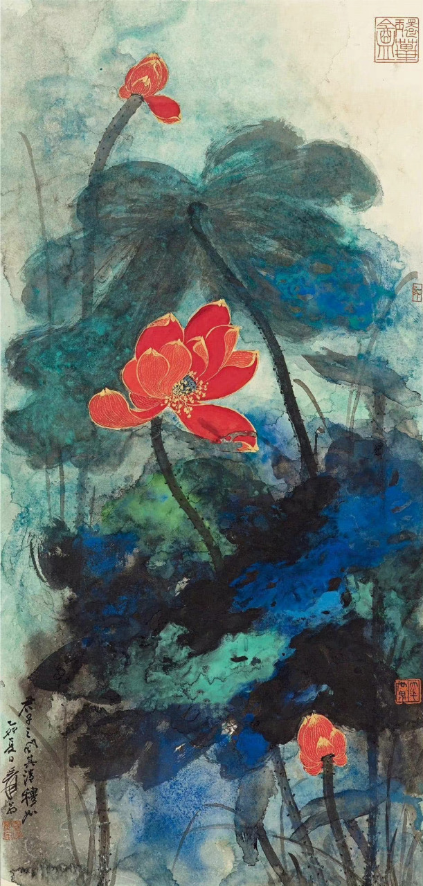 张大千笔下的国风墨荷