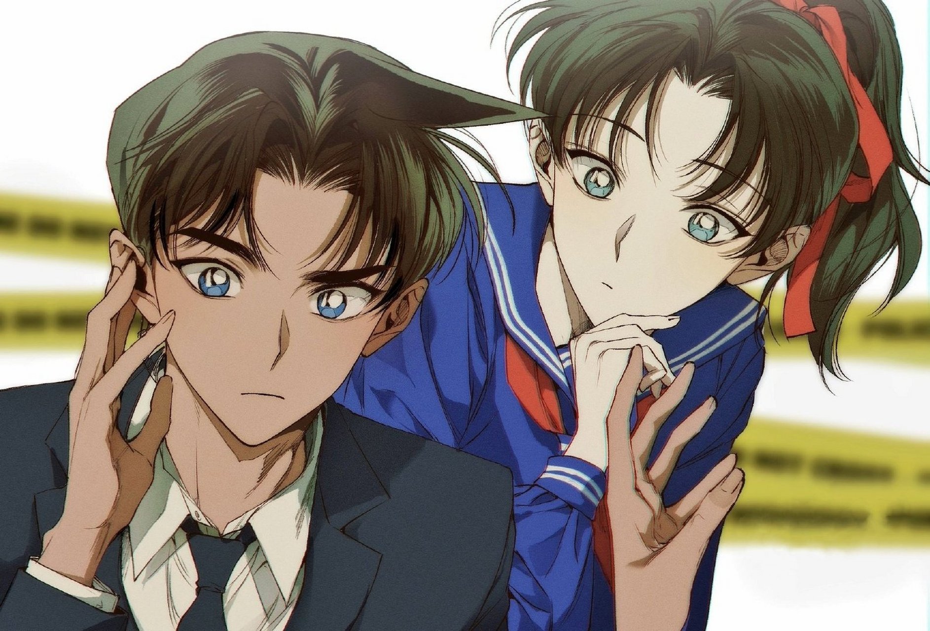 平次和叶的这个画风好可[爱你],姐弟恋也不错,甜!#名侦探柯南