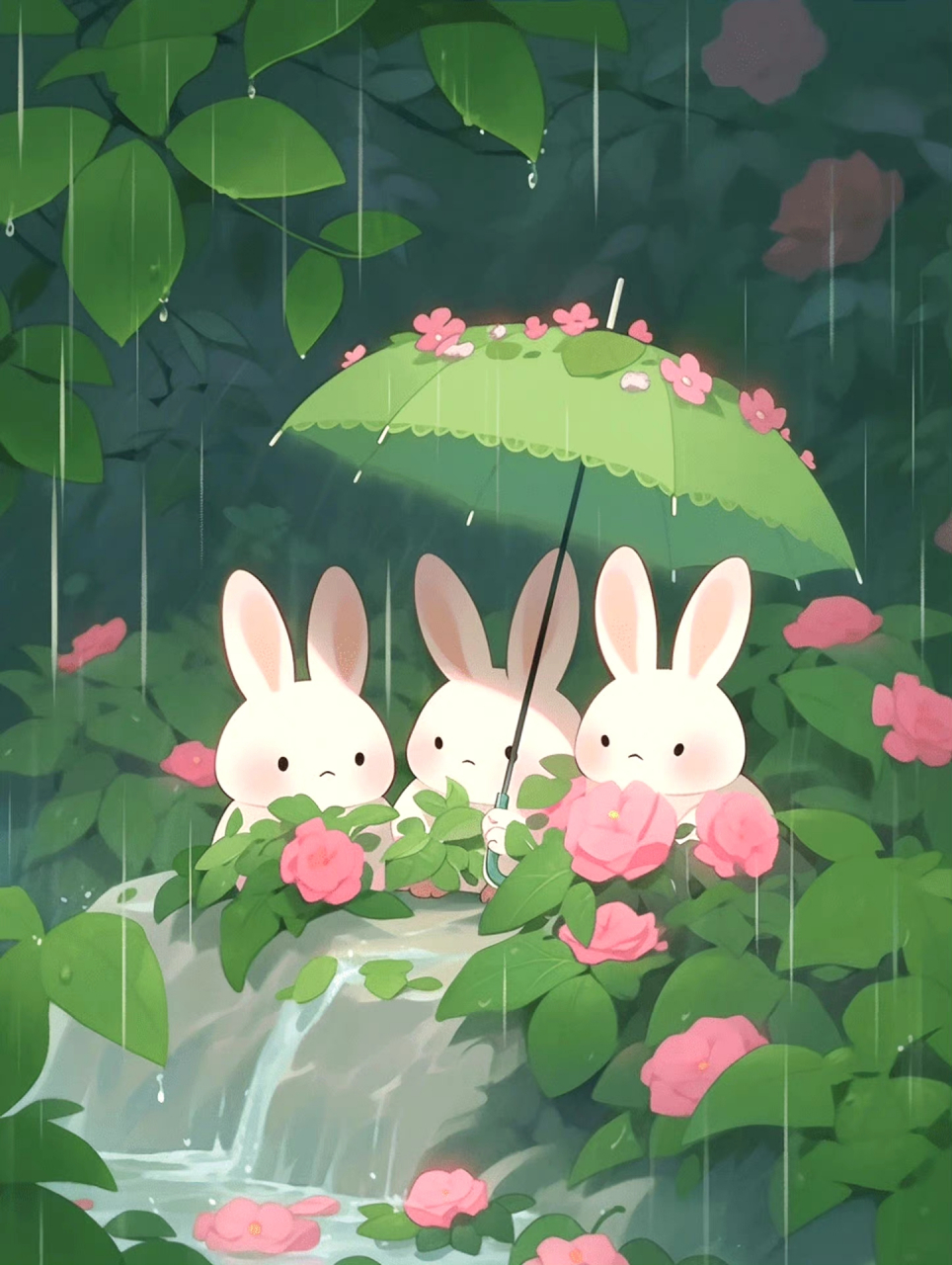 治愈系:雨中的小兔子,真的可爱极了!我愿做雨天为你打伞的那个人.