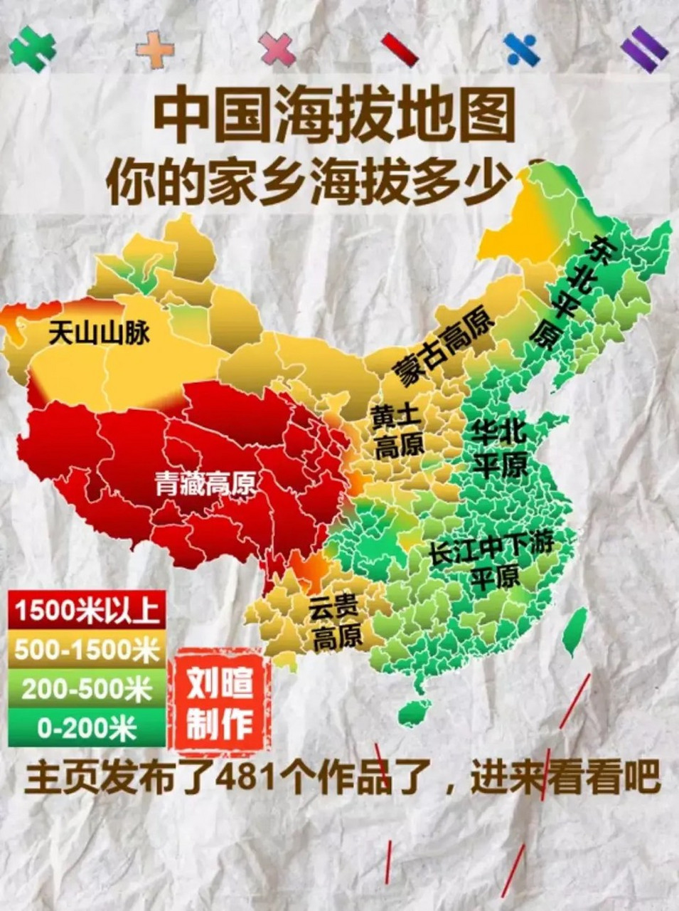 中国海拔地图!你的家乡海拔多少?