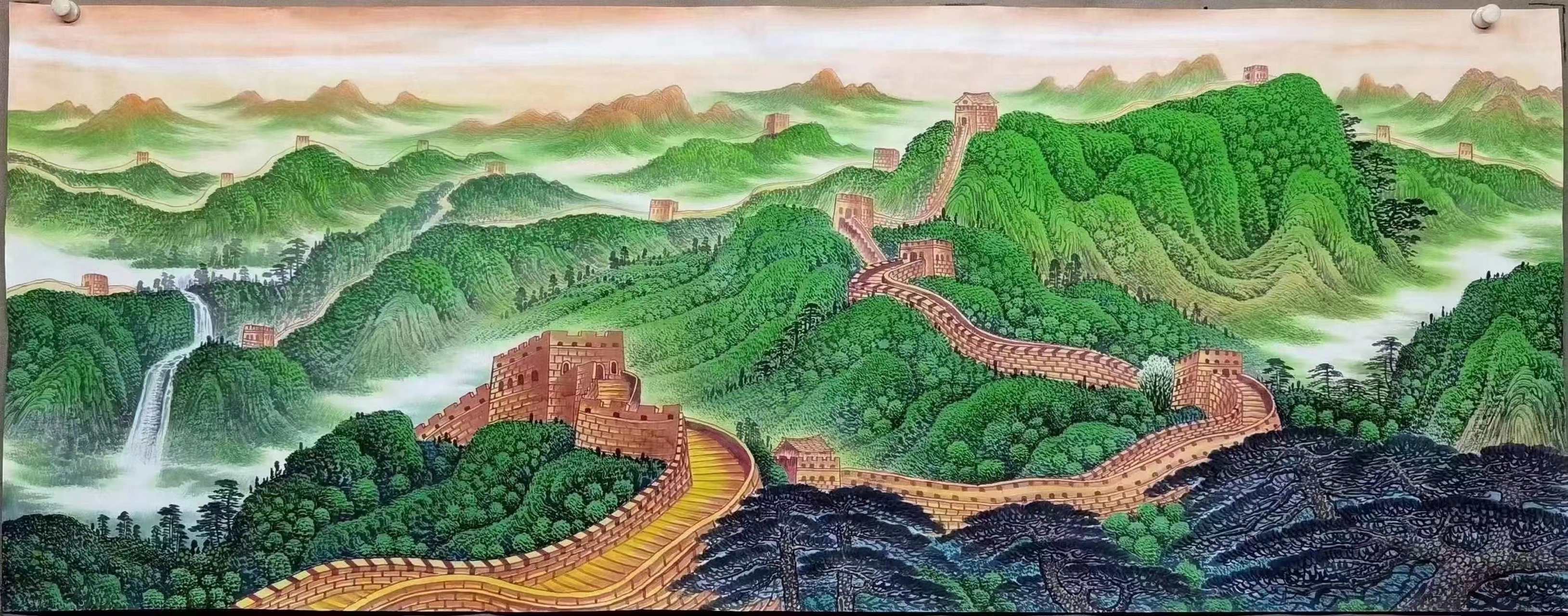 周章才小六尺国画长城 支持合影,视频!@艺惠藏 #艺惠藏