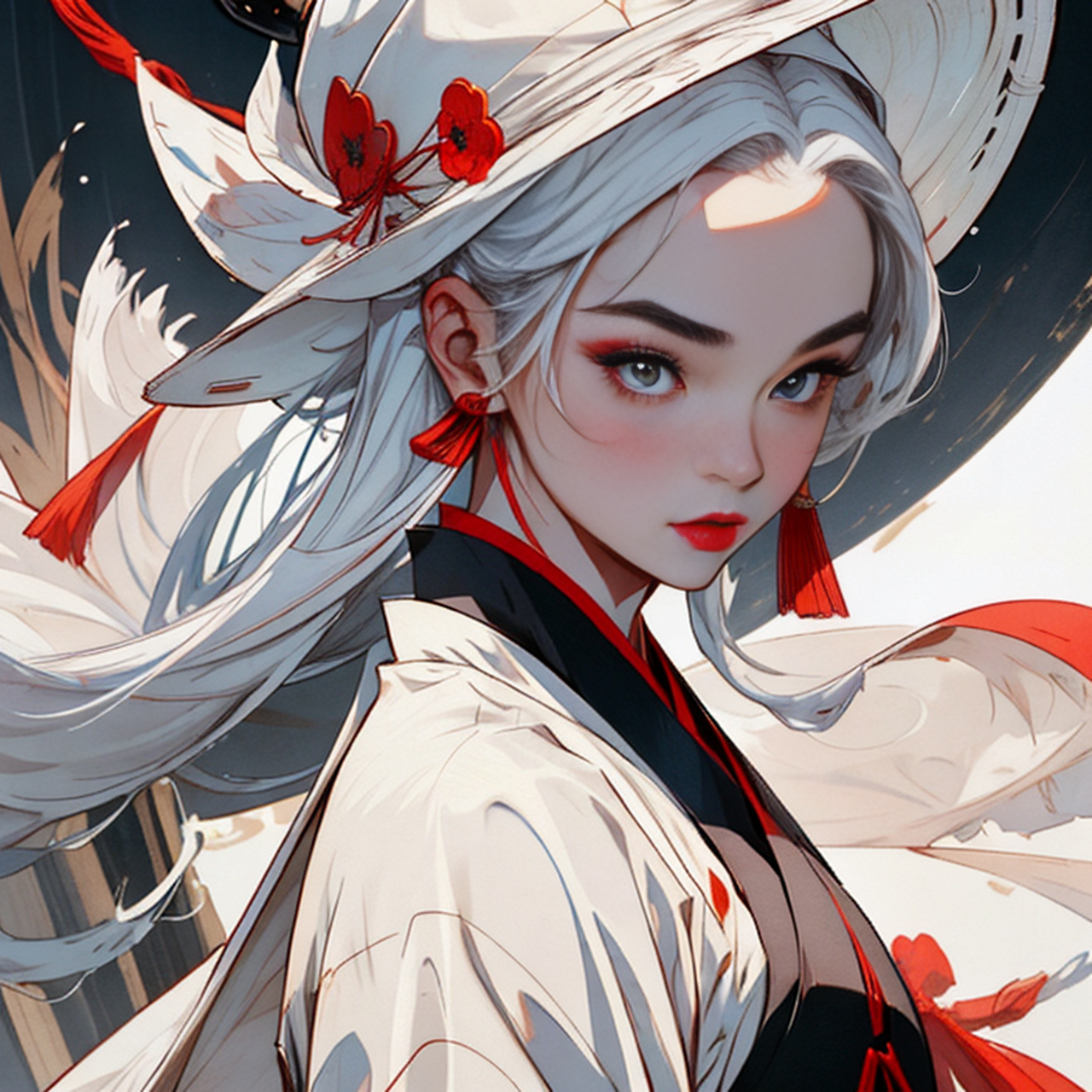 二次元白发侠女#不穿秋裤也能过冬#  #动漫白发美女