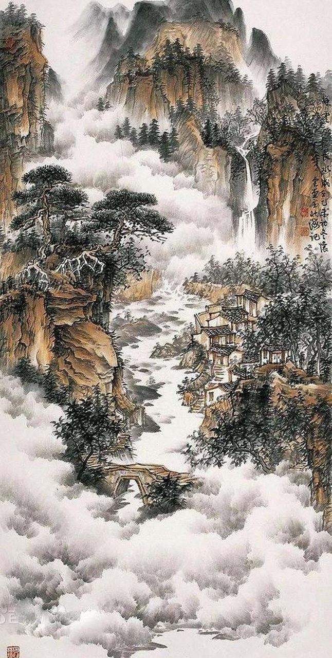 今天分享的是中国画中的「山水画国画作品」 大师国画画作:#艺术#持续