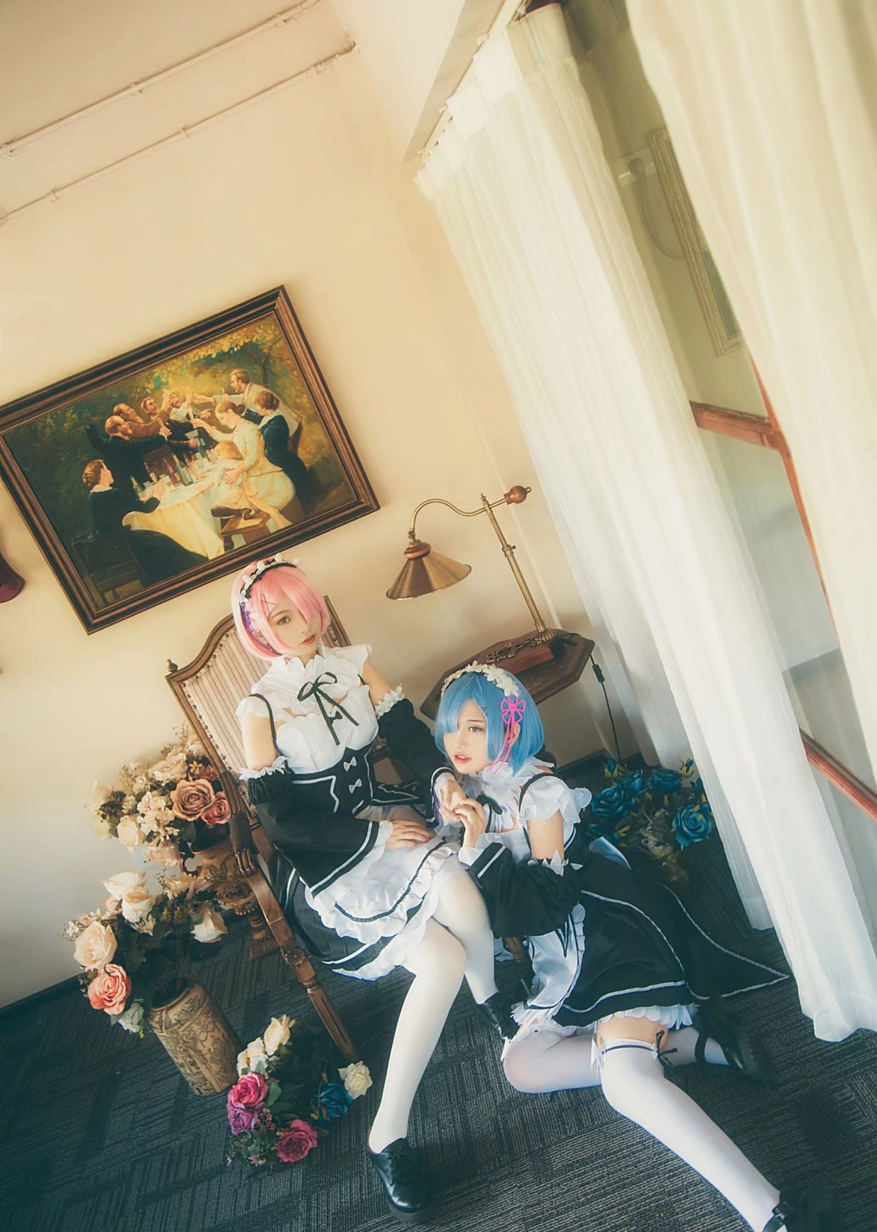 cosplay:你是如何让雷姆与拉姆两人一起穿"白丝",来你家当女仆