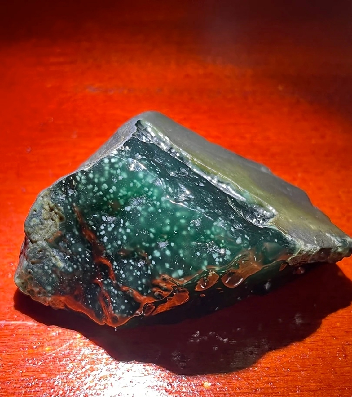 点击头像看直播# 高冰蓝水雪花棉翡翠原石 这块蓝水雪花棉#翡翠原石