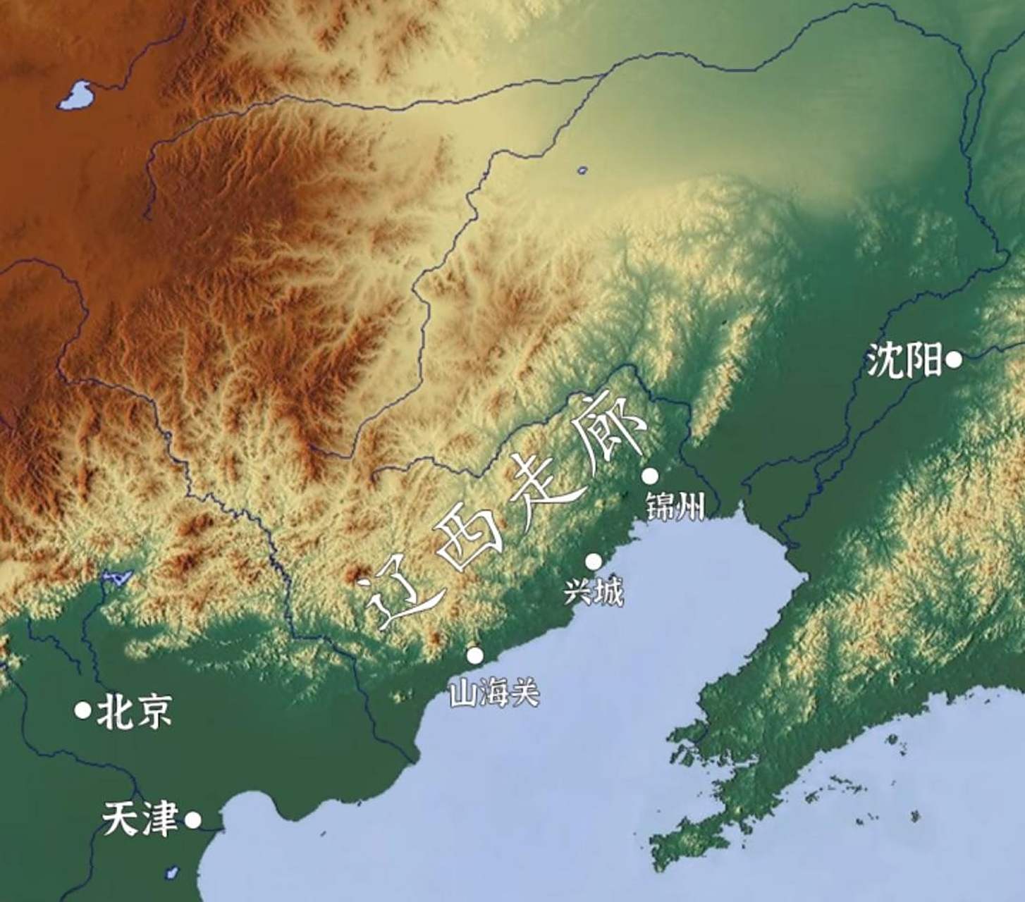 辽西走廊地形示意图
