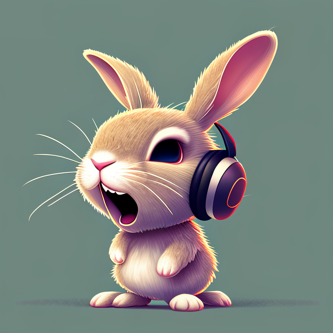 百度ai绘图黑科技#  戴着耳机的兔子在唱歌  ai绘画是个技术活,出来