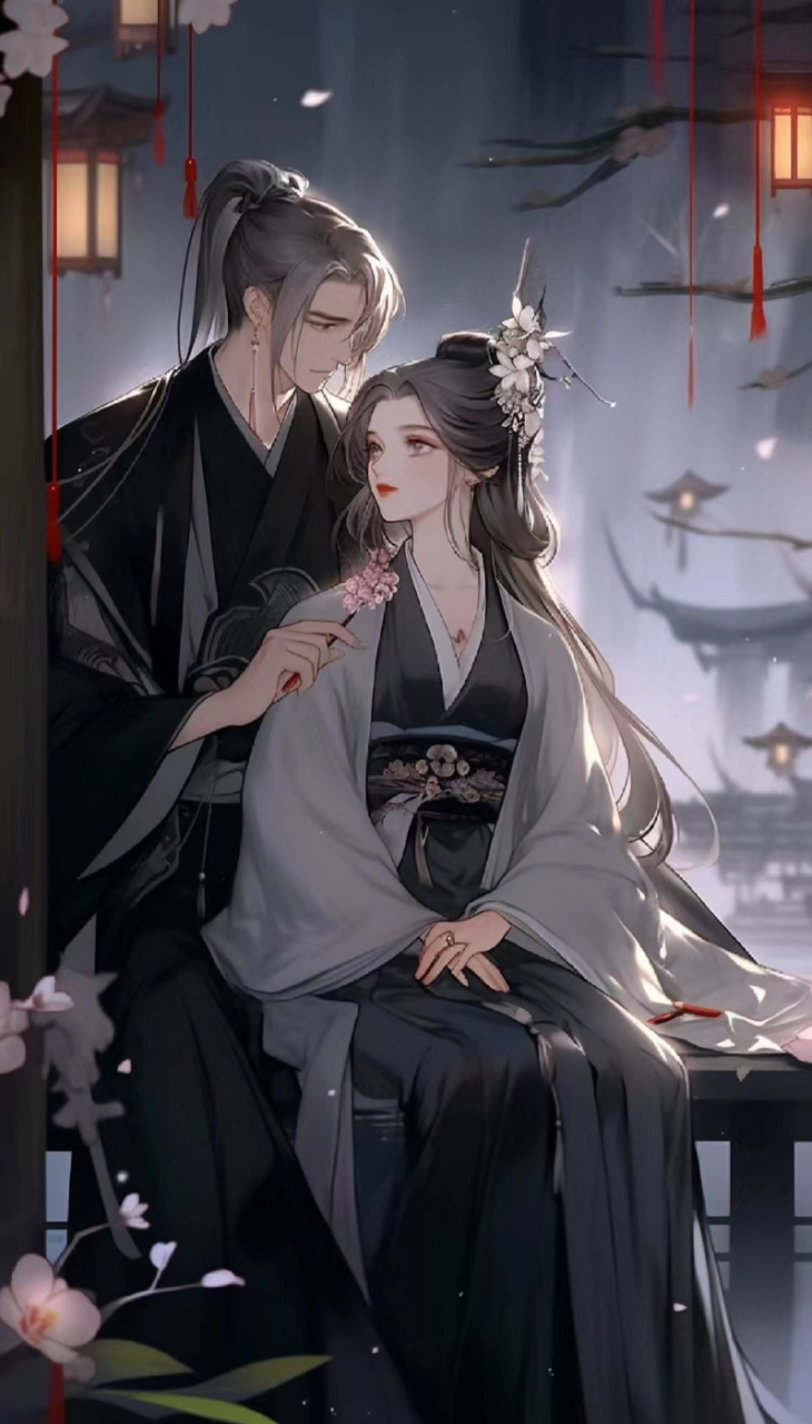 古风情侣图:愿我如星君如月,夜夜流光相皎洁.