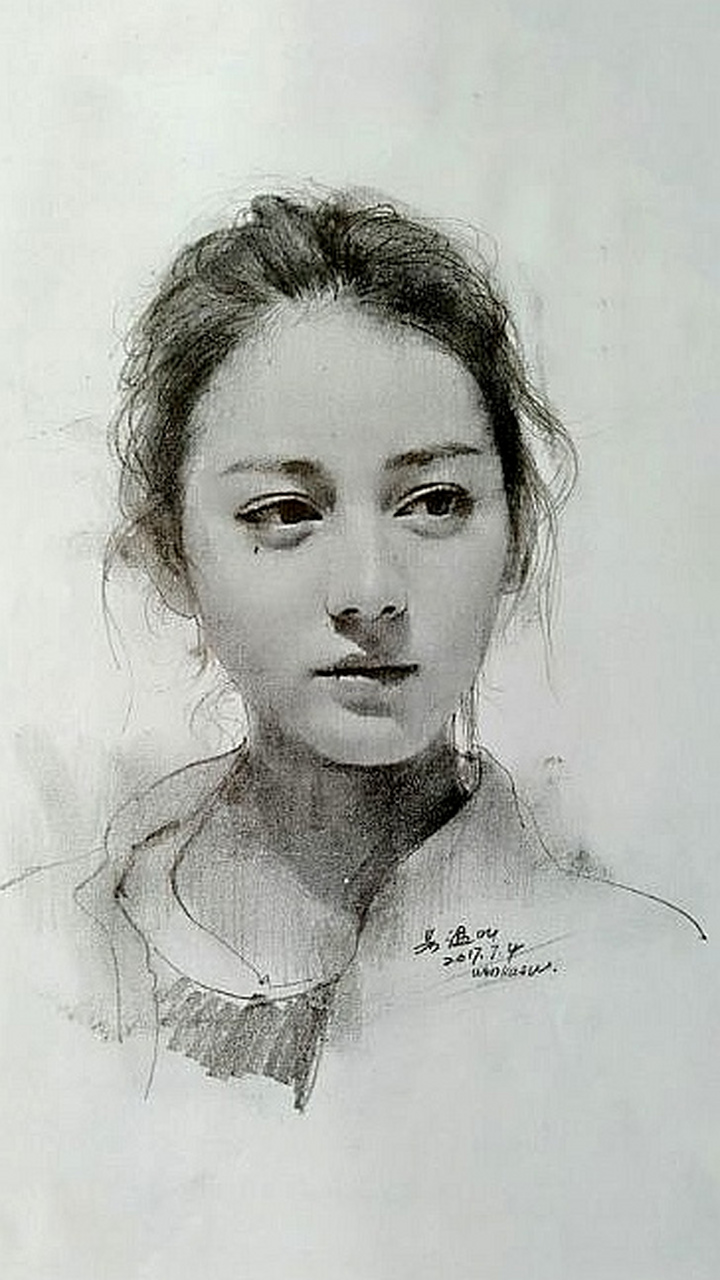 素描,彩铅素描,精气神兼备.