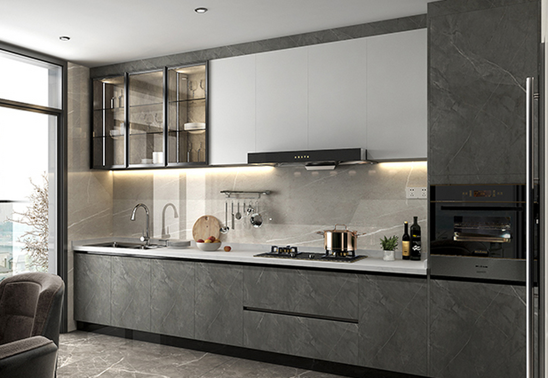 现代化的厨房应该就是这种集合了,煮蒸烤烧等一体集成的厨房,因为现代