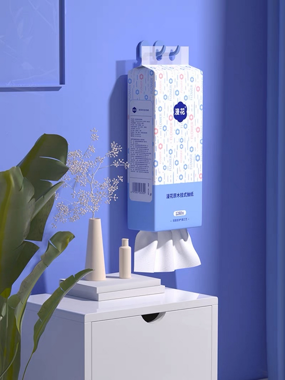 漫花大包气垫挂抽纸巾,是一款家用整箱实惠的挂抽式厕纸擦手纸卫生