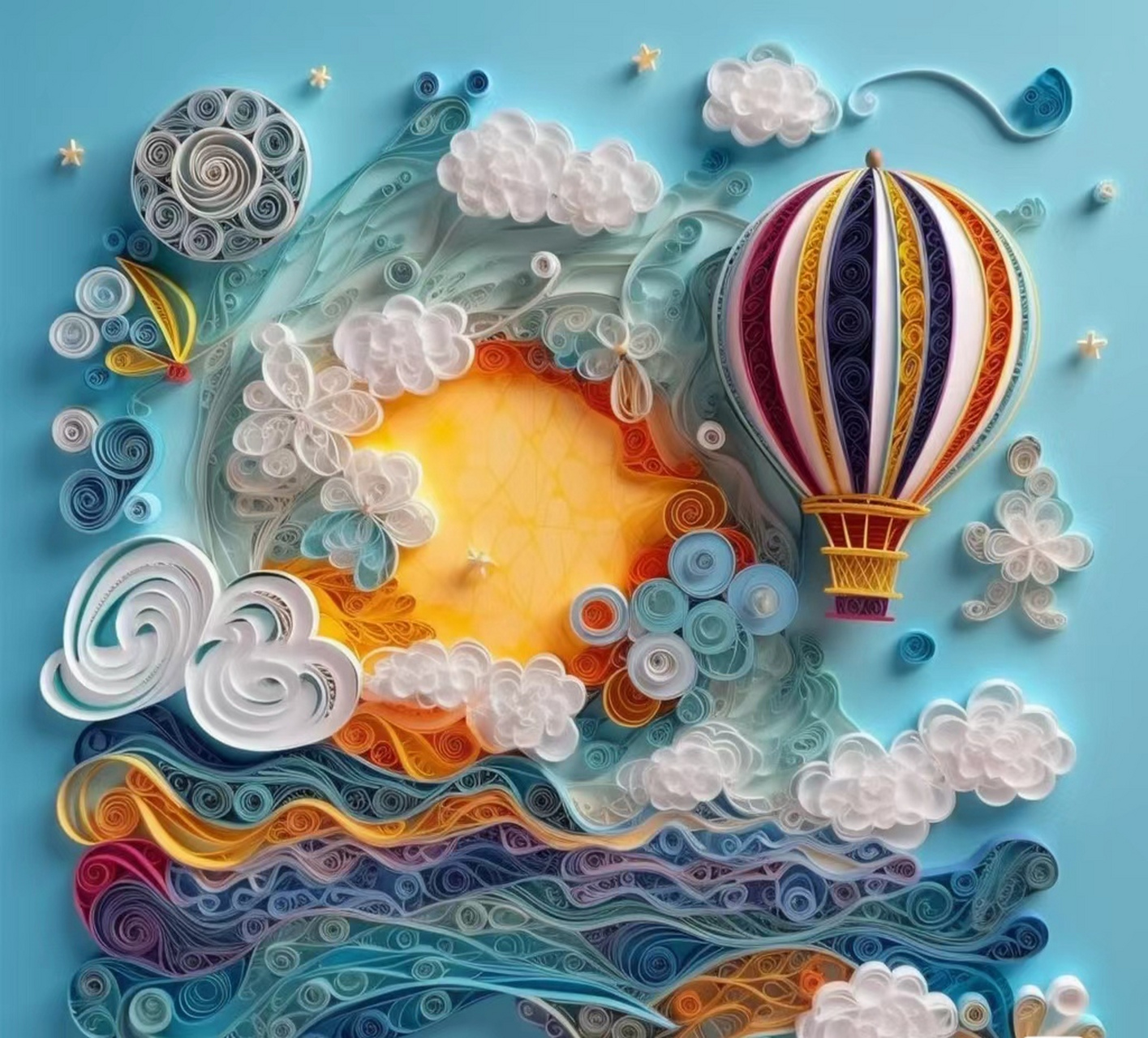 衍纸艺术版的热气球