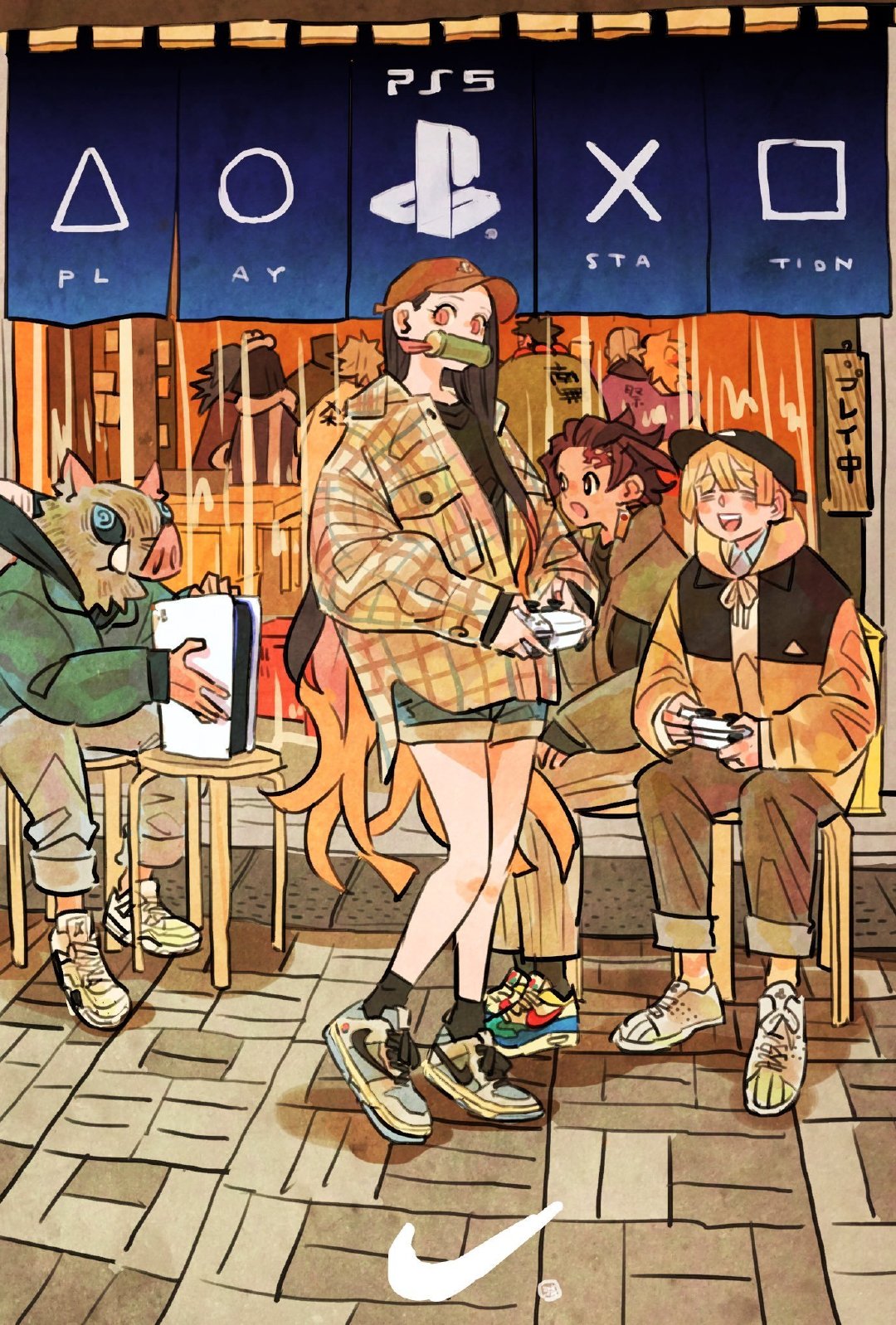 鬼灭之刃:现代风壁纸,跟着百变祢豆子学穿搭!