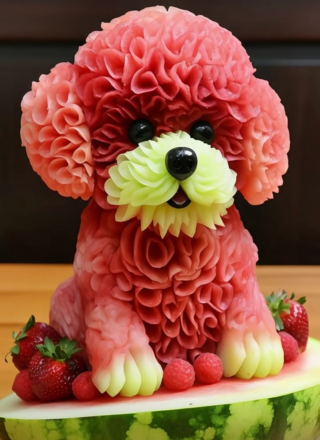 回到了现实世界后,小明成为了一名著名的蔬菜雕刻师