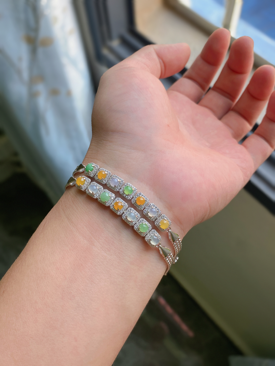 15890推荐翡翠多宝手链 s925银镶 天然缅料 78自营自销一手货源