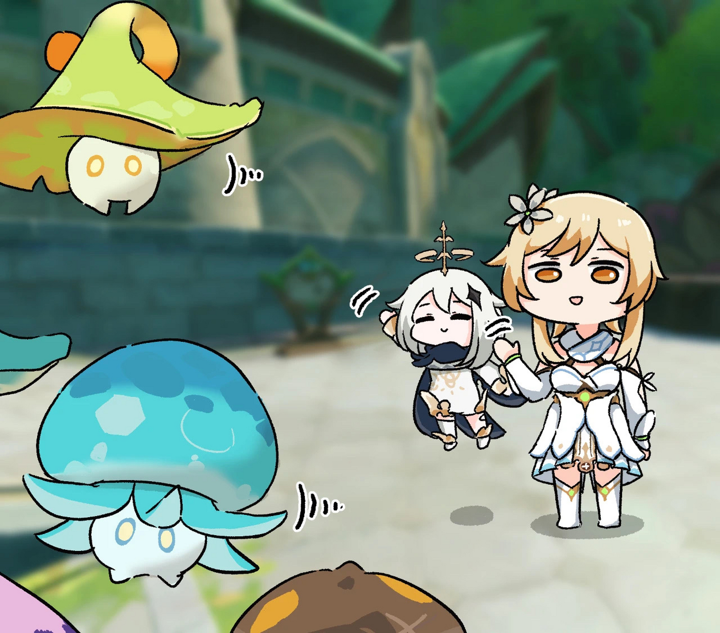 荧妹再也无法为纳西妲收集素材了[悲伤]#原神#  画师:feita602