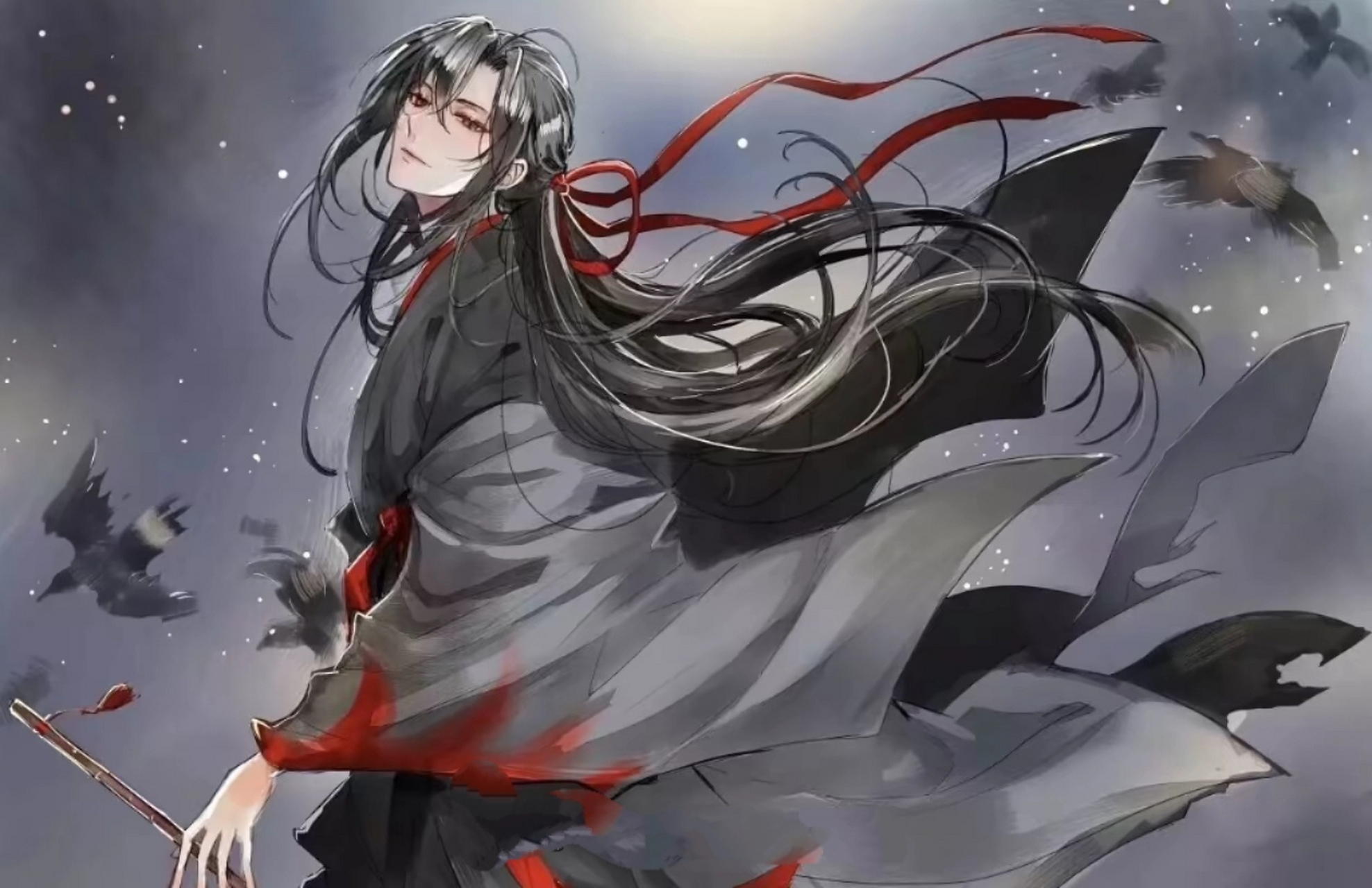 我的魏无羡,本该是一身黑衣,红色镶边,手持随便