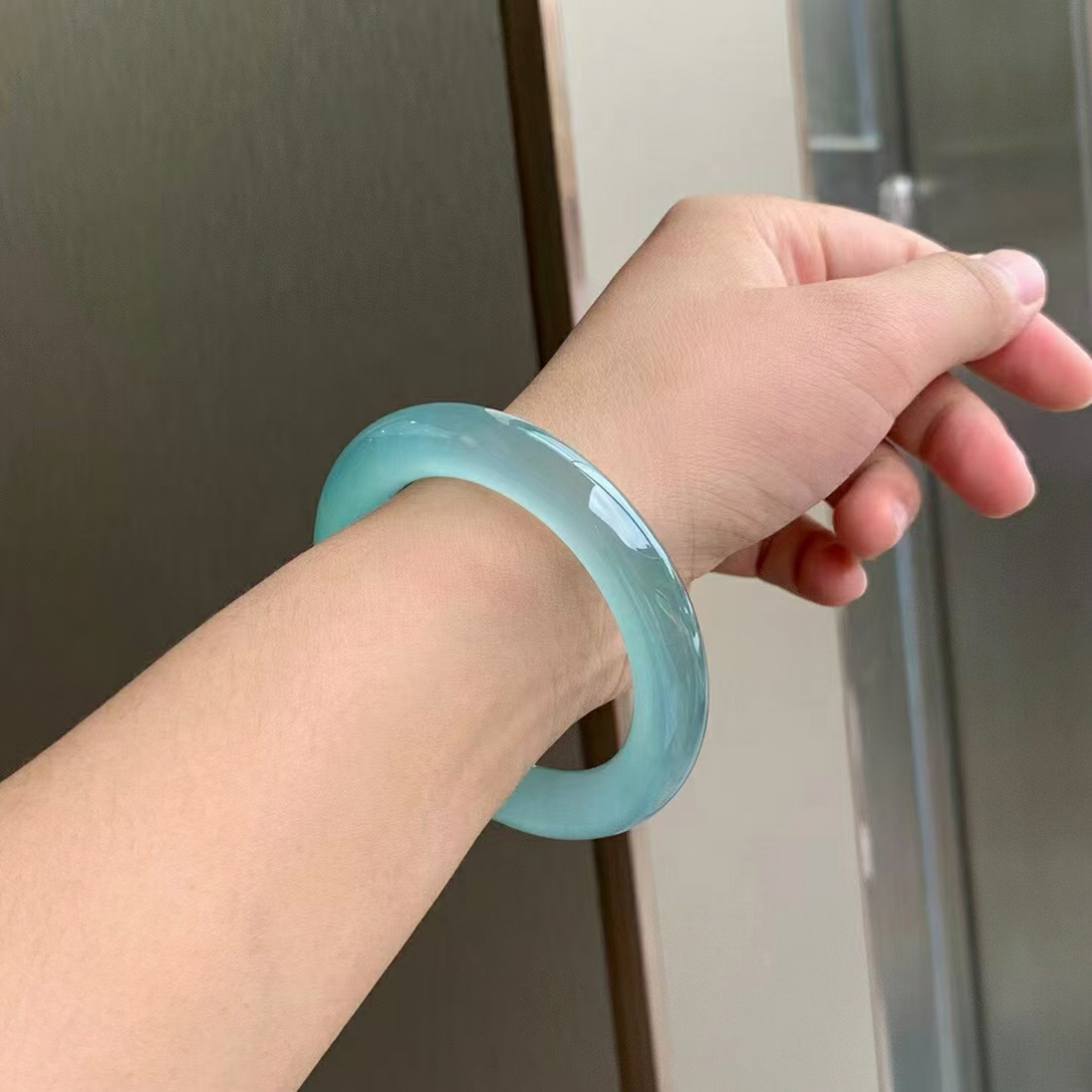 【高冰天空蓝手镯套装】 【价格】喜讯92 【尺寸】53-10.7-10.