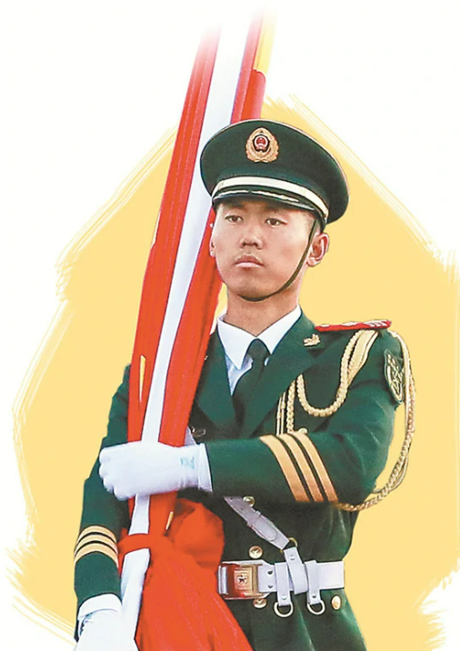 张自轩,国旗护卫队中士擎旗手,青春与荣耀交相辉映