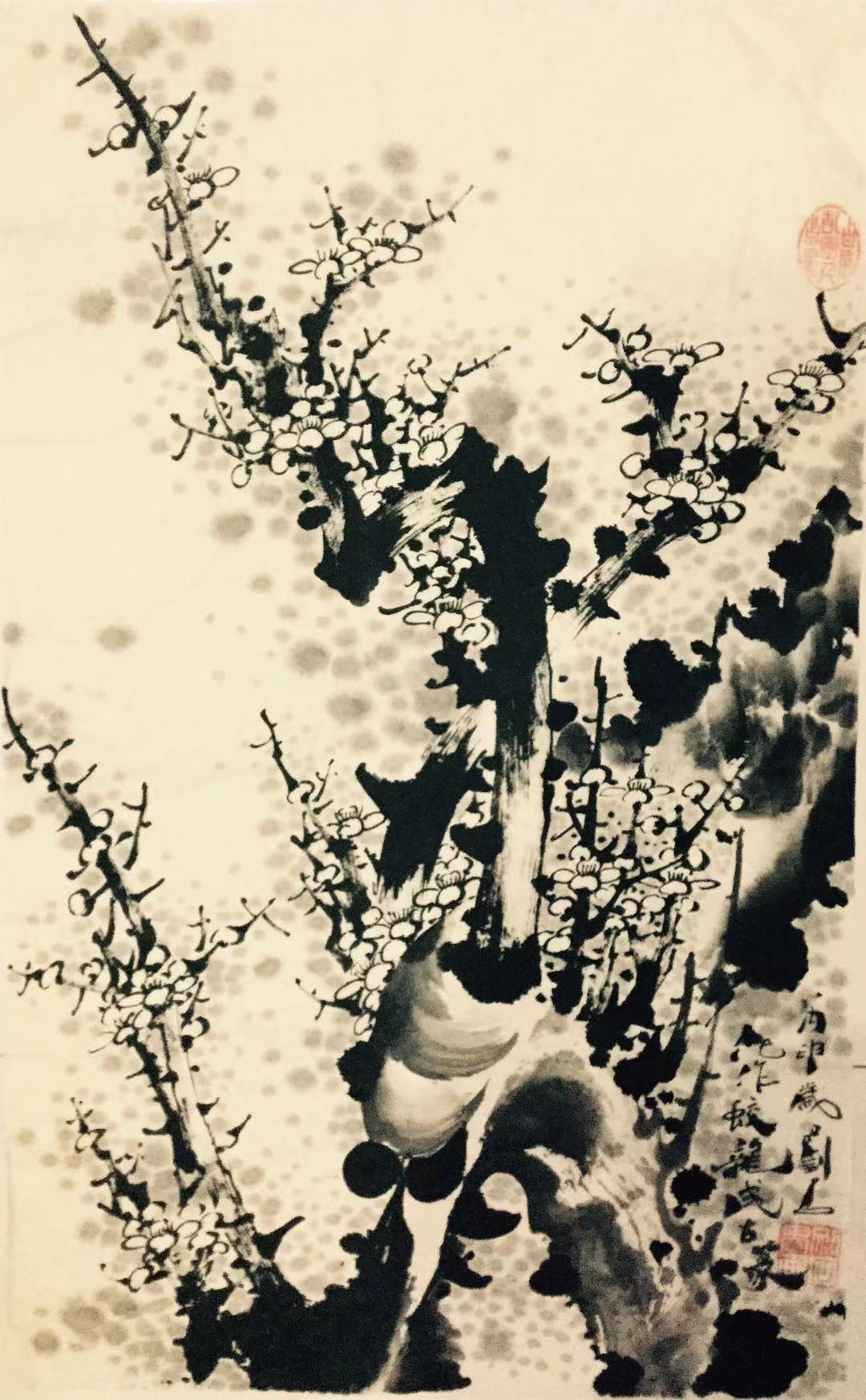 关中刘石画梅作品赏晰