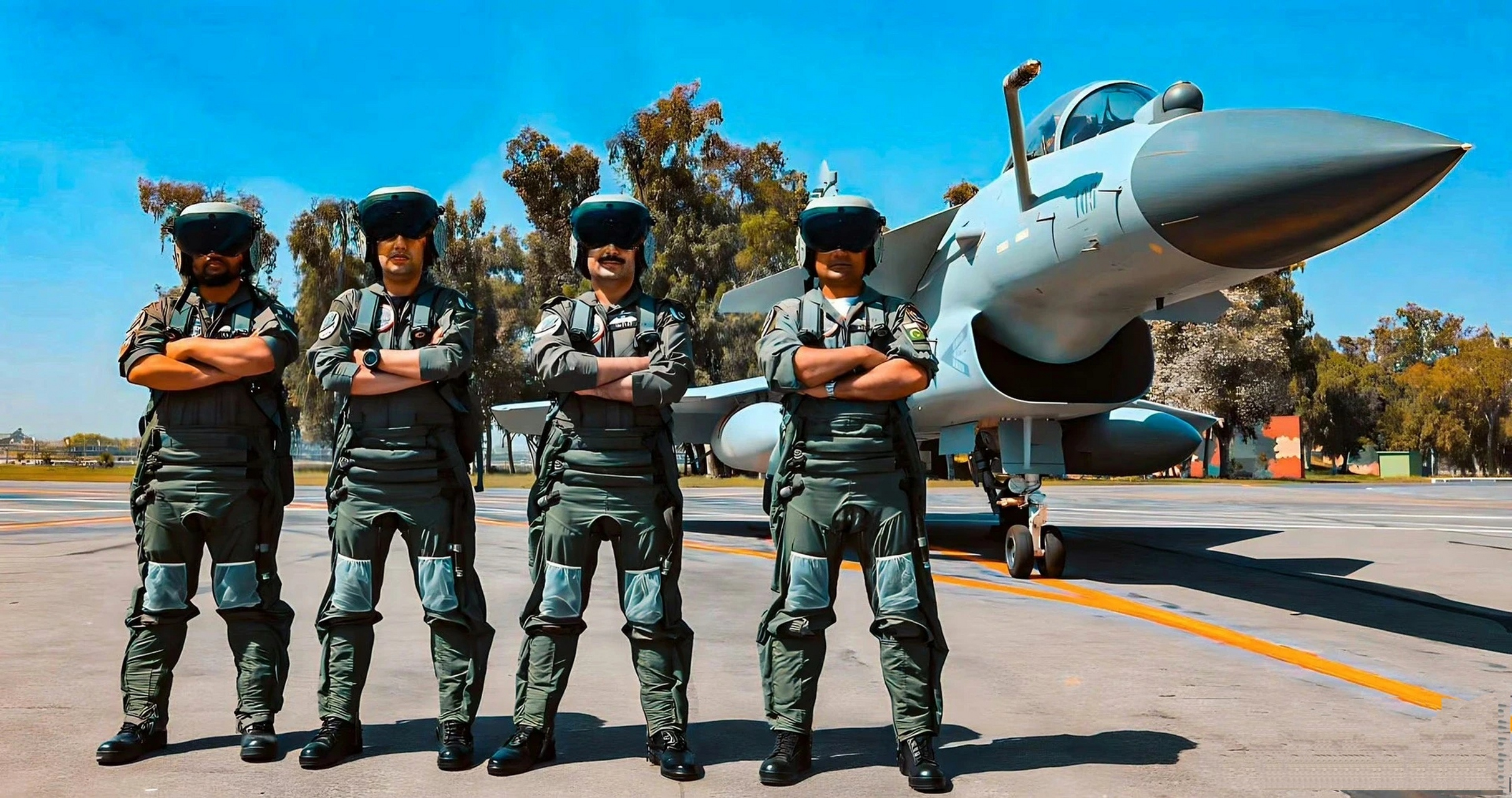 巴基斯坦空军飞行员和歼十同框出镜合影