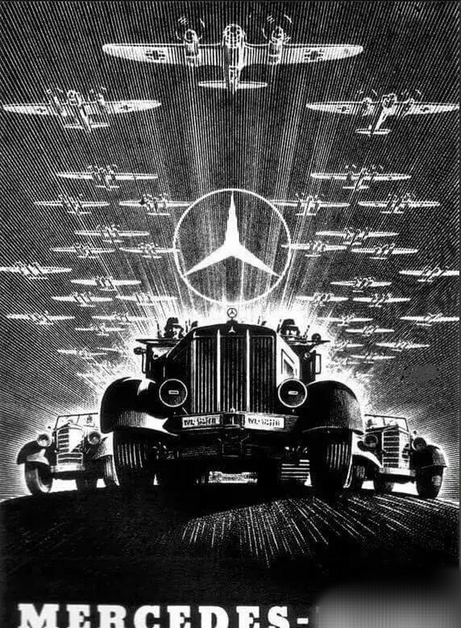 二战时期(1942年)的德国奔驰广告(图1),是不是太顶了?