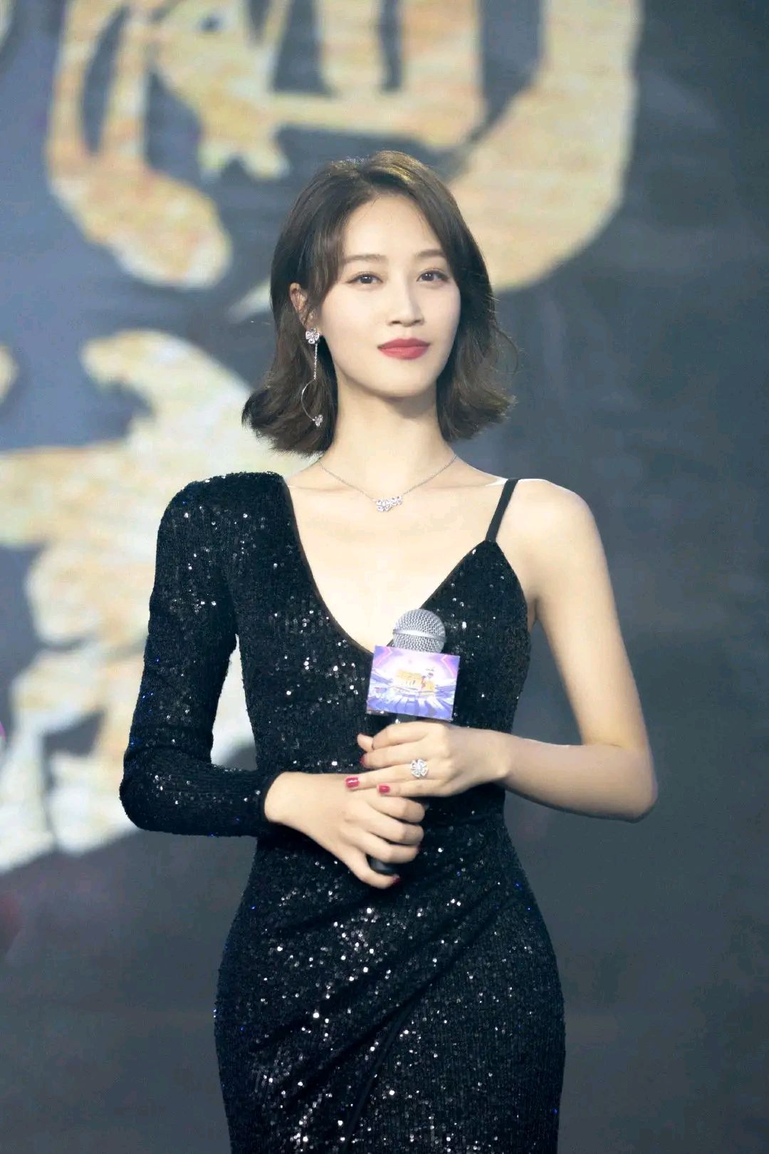 蓝盈莹,高开叉长裙,性感女神