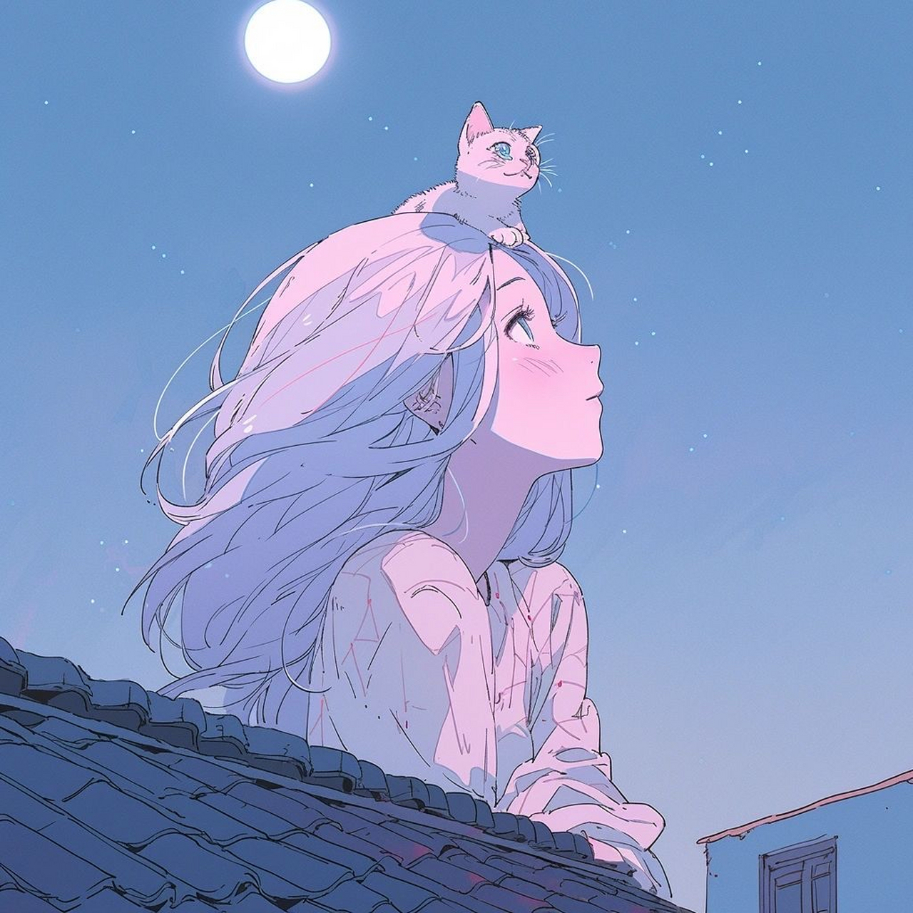 紫色动漫 | 小女孩和猫