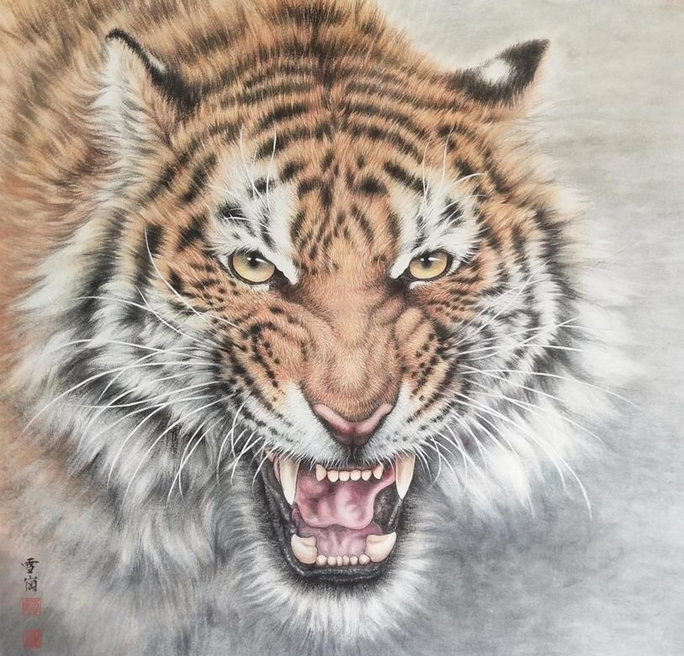 大师作品「工笔画老虎画作」分享