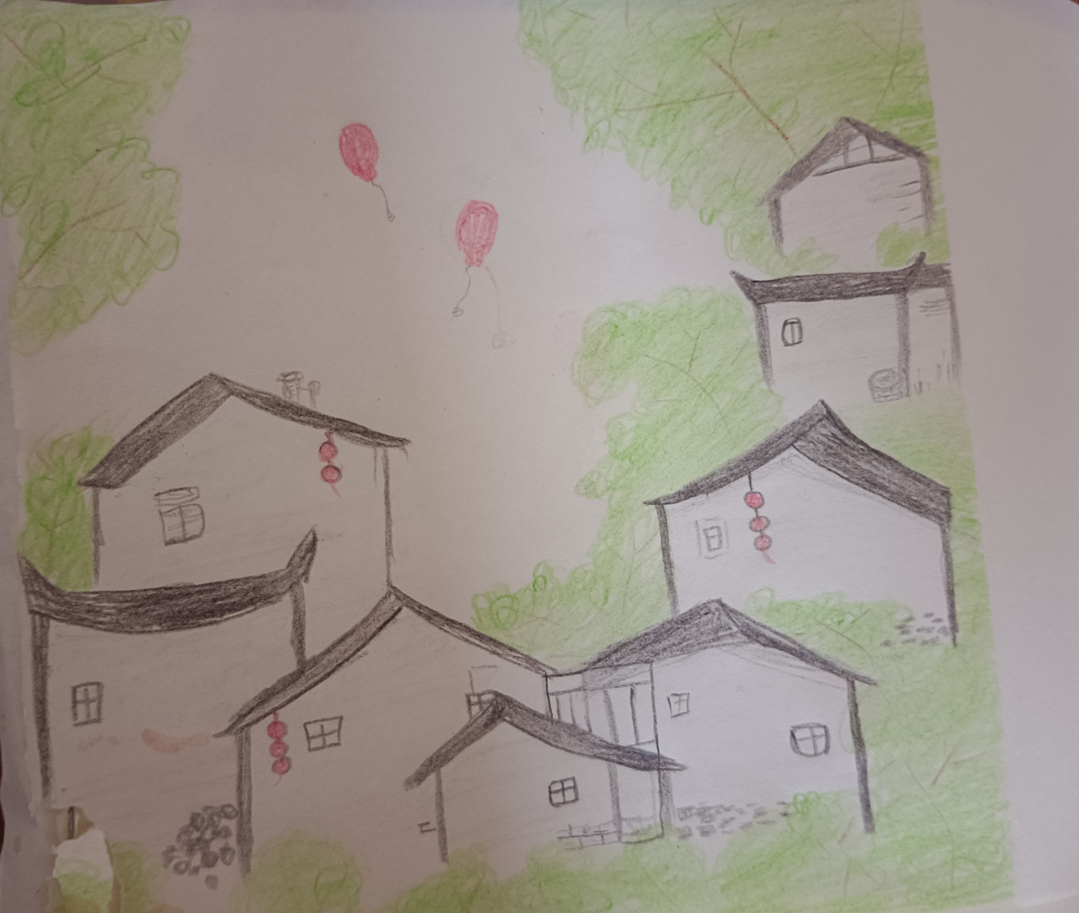 画画江南小镇