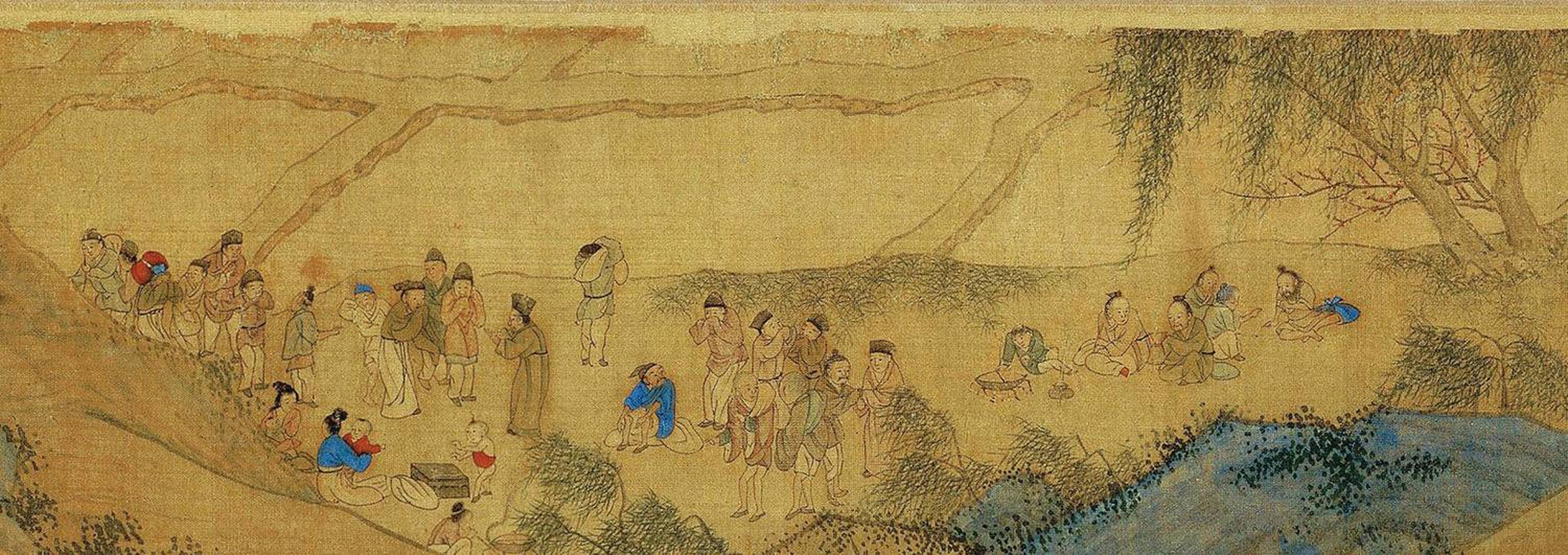 传仇英《倭寇图卷》中因倭寇作乱流离失所的百姓#传统文化# #中国画