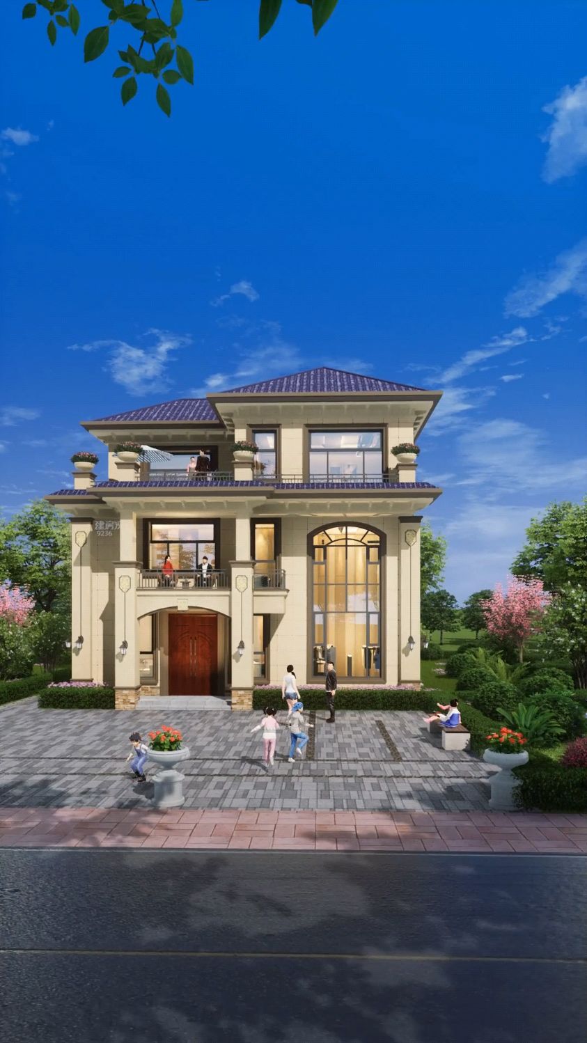 12x10米三层新中式农村自建房别墅设计