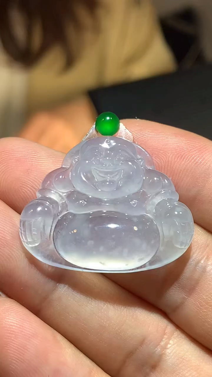 缅甸翡翠,冰种飘雪花棉挂件