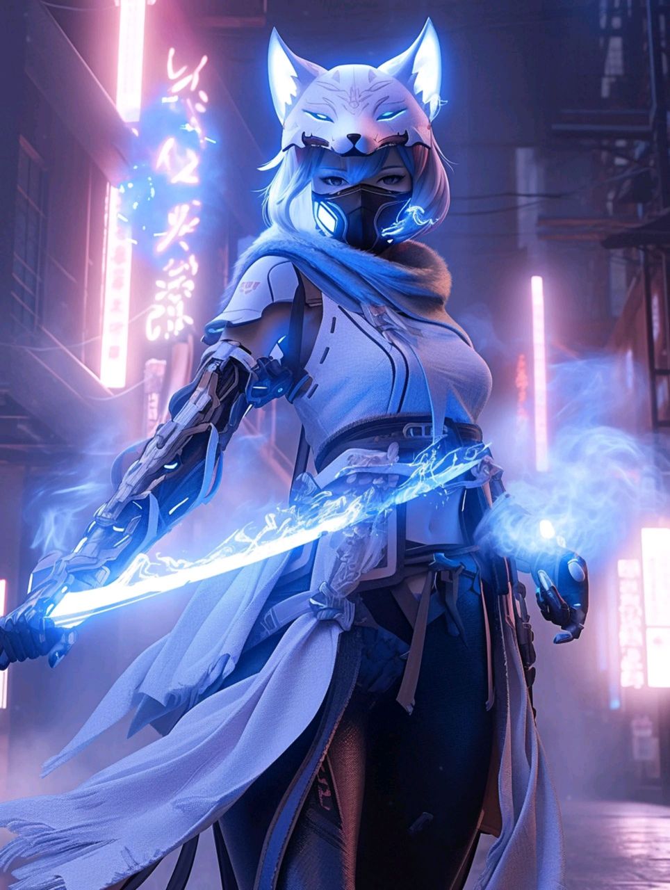 机甲少女-蓝狐武士 #ai绘画