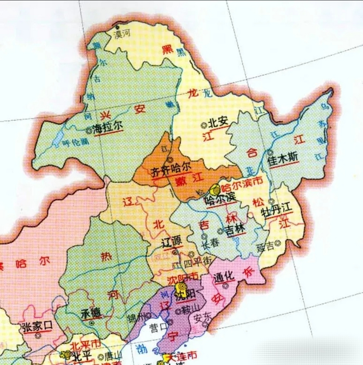 年代,部分目前已消失的省级,地级地名简称:  安东:安 兴安:兴 嫩江:嫩